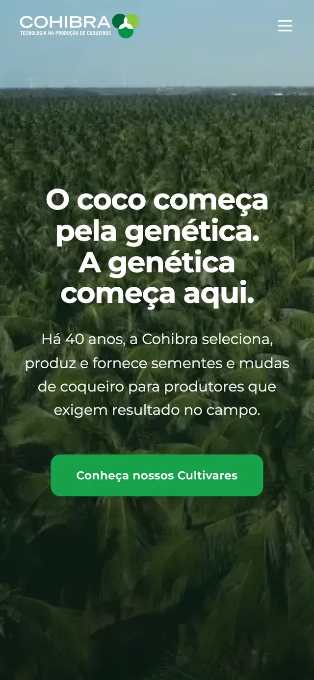 Site da Cohibra no celular