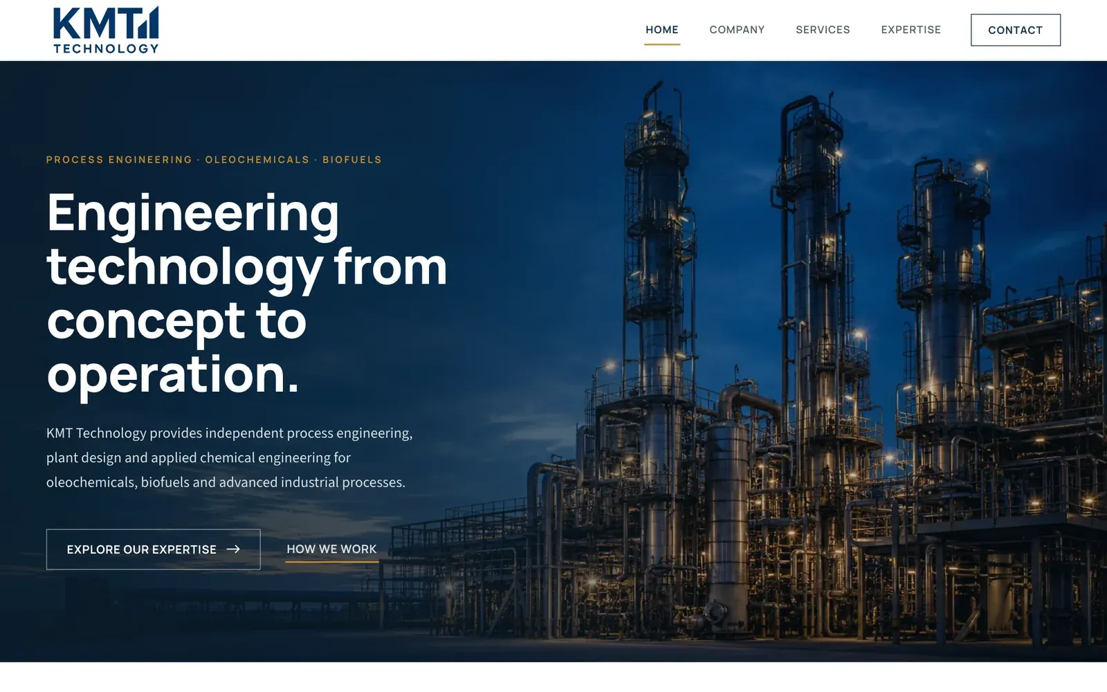 Site da KMT Technology no computador