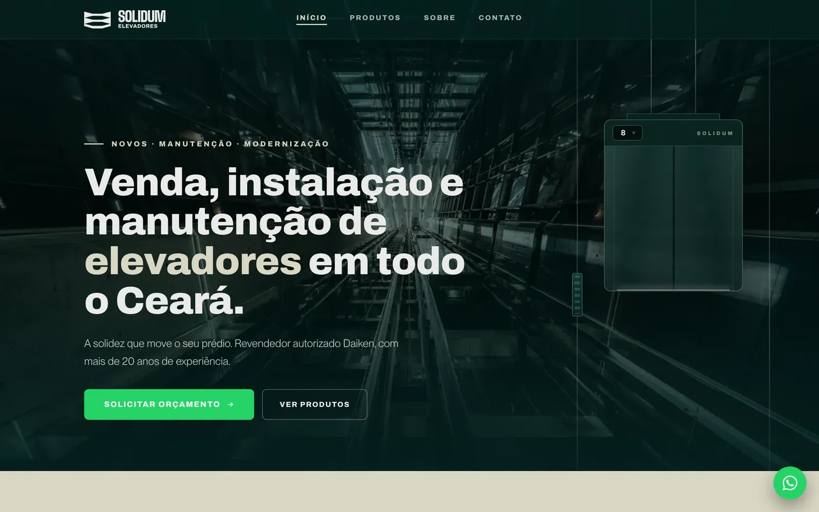 Site da Solidum Elevadores no computador